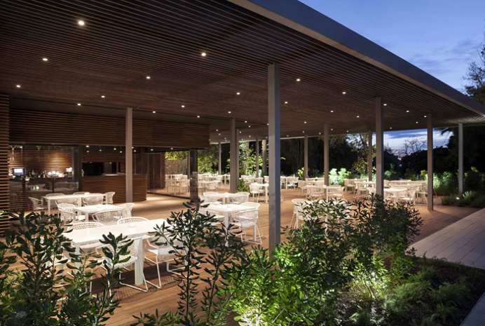Outdoor Pool Hidden in Forest Park - #outdoor, #architecture, #restaurant, restaurant