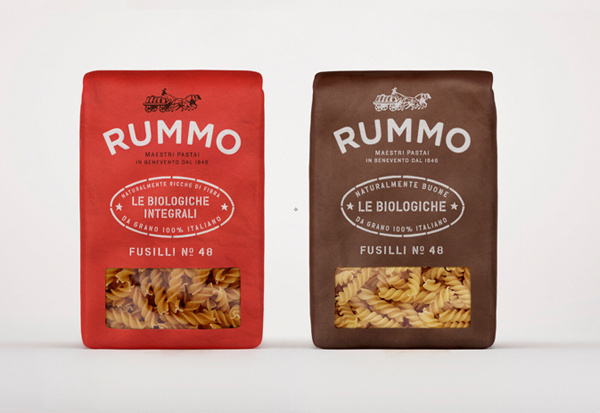 Packaging example #585: Rummo Italian pasta packaging design #packaging #pasta #fusilli #rummo