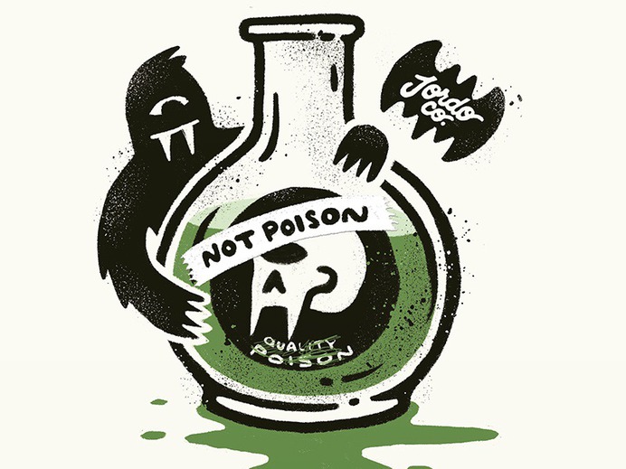 Not Poison poisonous cute dark lettering bat skull texture grit illustration label bottle monster october poision inktober