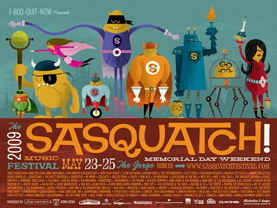 Sasquatch! 2009 Music Festival Poster by Invisible Creature (SOLD OUT) #music #illustration #poster