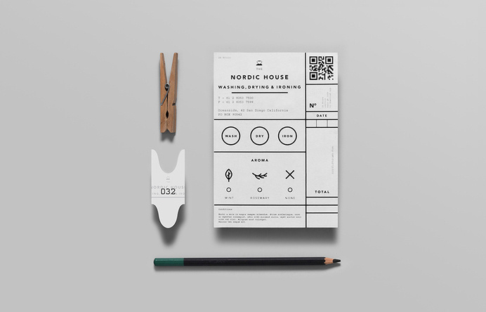 Logo and print designed by Anagrama for dry cleaning shop Nordic House #packaging #branding