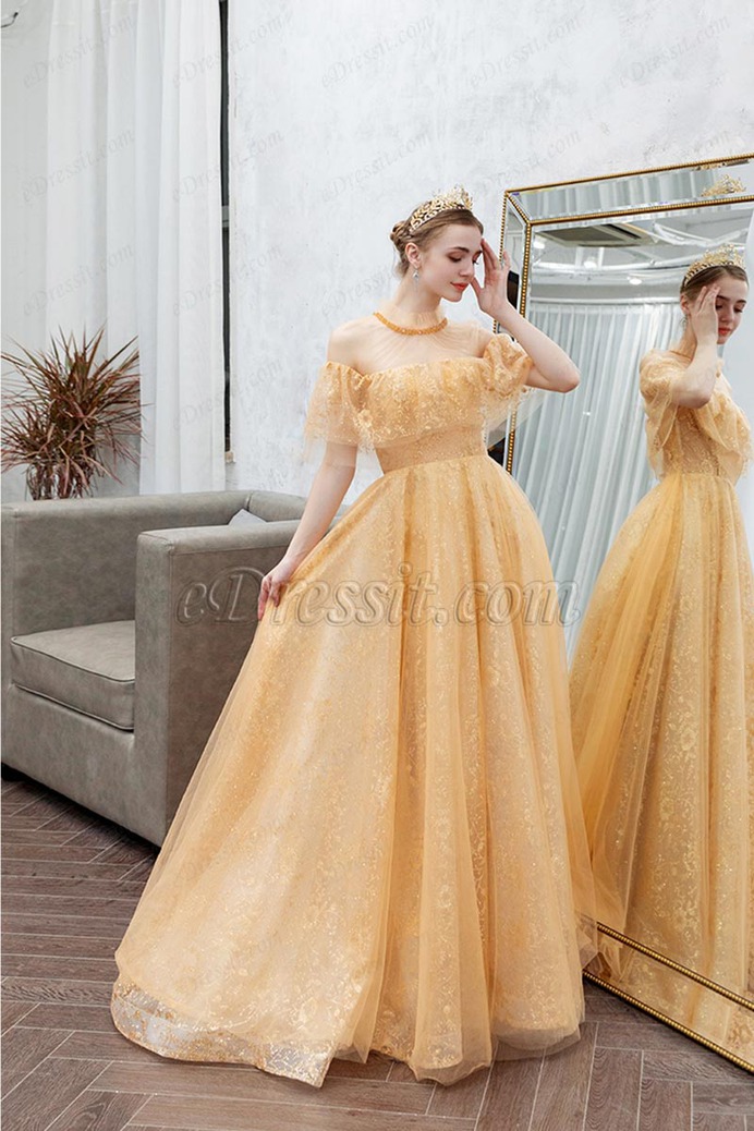 eDressit New Gold Off Shoulder Shiny Party Evening Prom Dress (36224224)