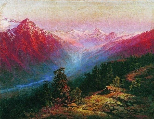 Ilya Nikolayevich Zankovsky (1832-1919) #landscape #vintage #painting #art #mountains #trees