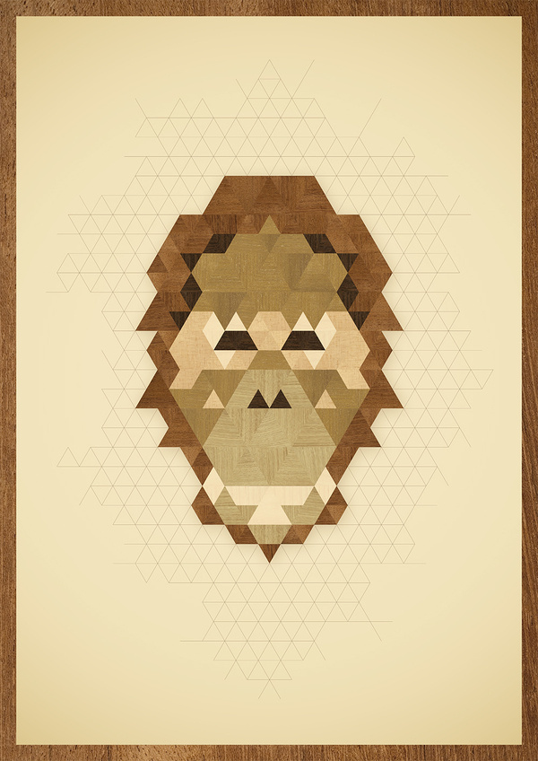 ANIMAL PORTRAITS #orangutan #wood #illustration #poster