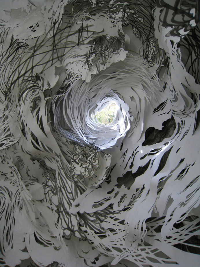 Cut paper installation by Mia Pearlman