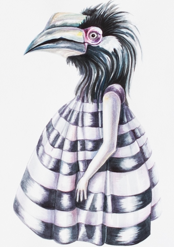 Water colour art by Nastya KFKS, KFKS STORE. #watercolor #bird #girl #lady #fashion #art #drawing #nyc #newyork