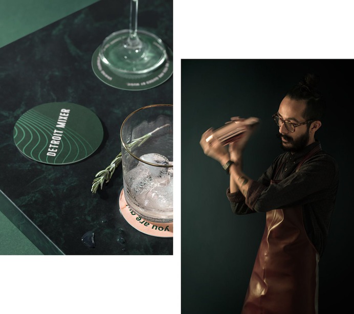 Detroit Mixer Corporate Design - Mindsparkle Mag Beautiful branding for Detroit Mixer, a cocktail bar, created by The Branding People in Mexico. #branding #identity #design #color #photography #graphic #design #gallery #blog #project #mindsparkle #mag #beautiful #portfolio #designer