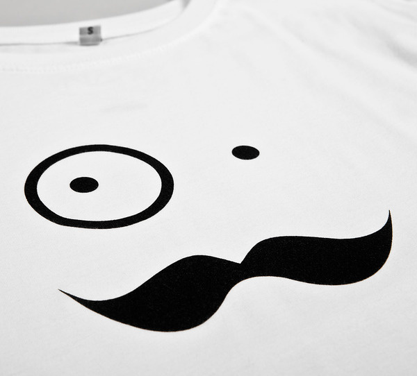 NATRI - big mustache boy - T-Shirt (white): BIG BOY WITH MUSTACHE #silkscreen #apparel #modern #print #design #graphic #shirt #mustache #minimal #fashion