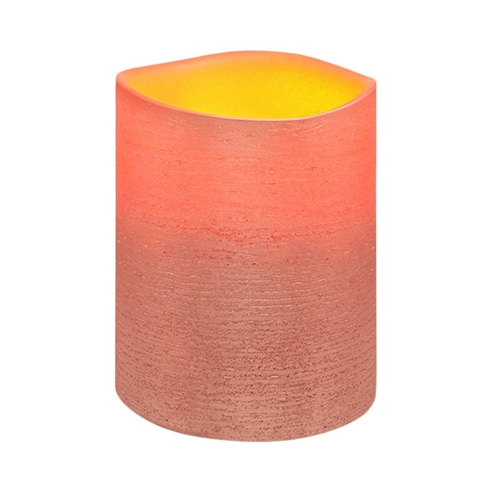 Copper Metallic Distressed Textured Wax LED Flameless Candle, 8 x 10 cm