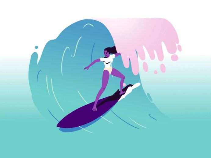 Wacom Intuos wave girl cel animation cel wacom intuos wacom surfer animation illustration