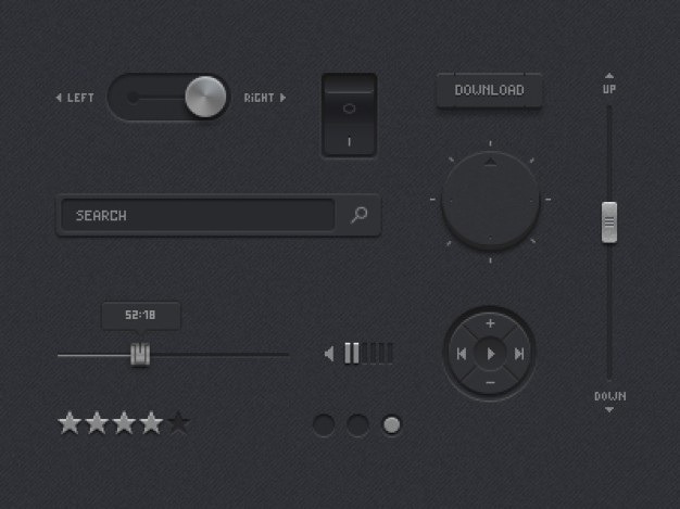 Dark ui kit Free Psd. See more inspiration related to Ui, Dark, Interface, Ui kit, Horizontal and Kit on Freepik.