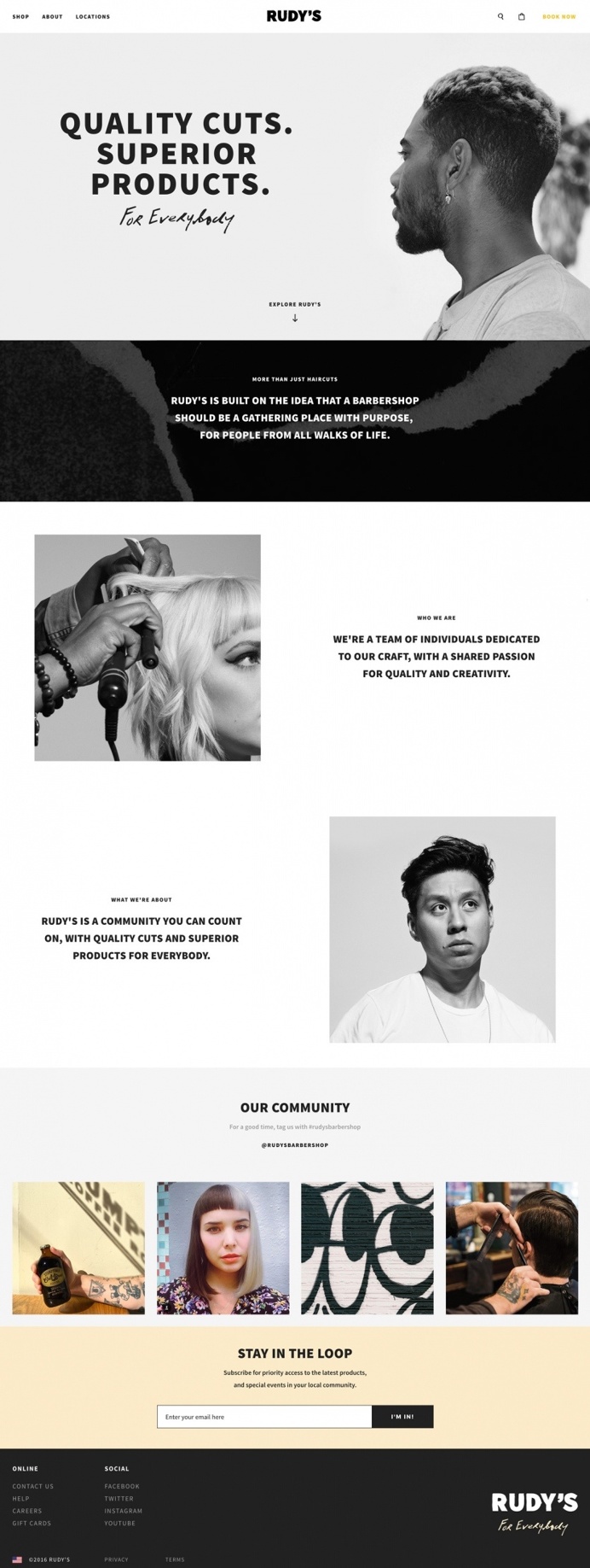 Rudy's barber shop webdesign website service award new minimal typography black and white new cool trend modern best in design inspiration m