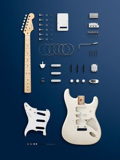 electricized: Strat in a kit, also known as Fender-Ikea… Pretty. There always something sexy about deconstruction. via theplanetofsound