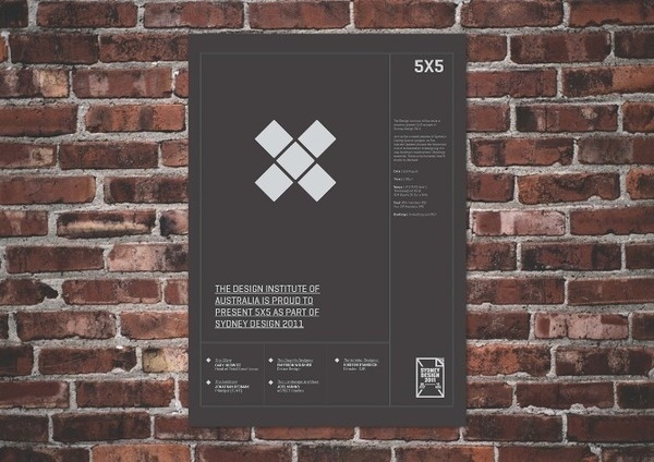 5 X 5 #fivebyfive #2011 #sarita #sydneydesign #sydney #design #graphic #5x5 #saritawalsh #five #minimal #poster #australia #designinstitute #blackandwhite #walsh