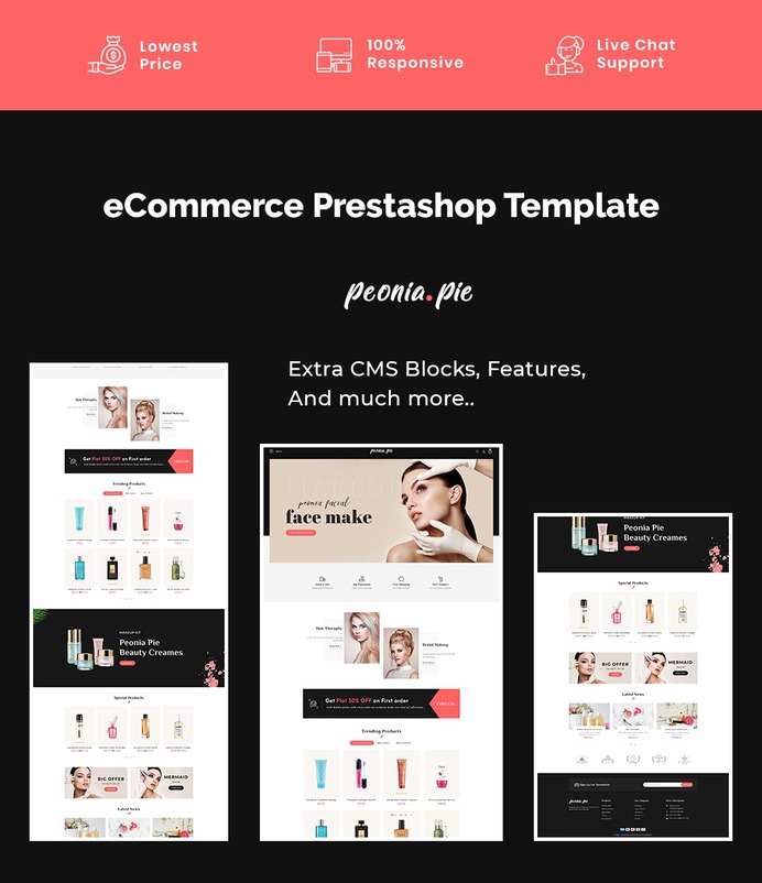 #PeoniaPie - #Beauty #Cosmetics - #Prestashop #Responsive #Theme | #TemplateTrip #eCommerce #Website #Design #Template