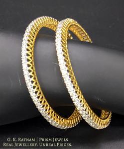 18k Gold and Diamond Bangle Pair with 11 cent diamonds - gold diamond polki kundan meena jadau jewellery