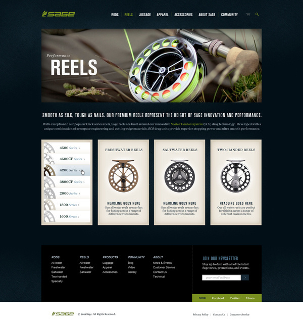 Sage Fly Fishing on Web Design Served #josh #design #ashton #fishing #web