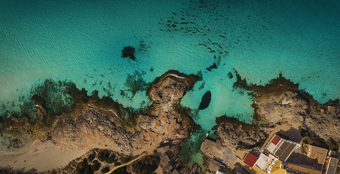 Formentera drone footage from above beautiful landscape nature air spain inspire photography designblog www.mindsparklemag.com sea mountain