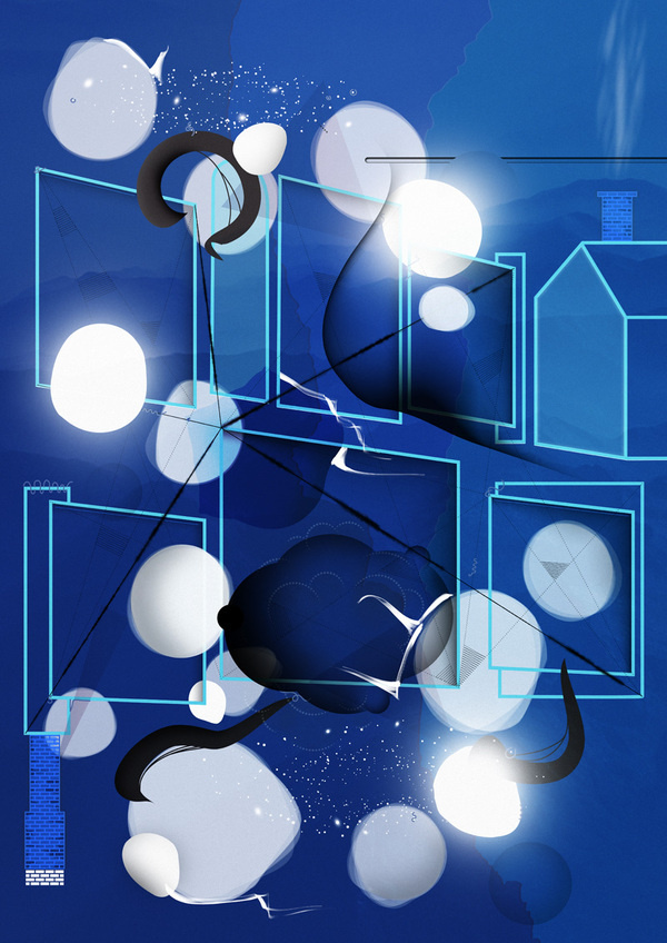 House #abstract #edvard #illustration #scott #blue