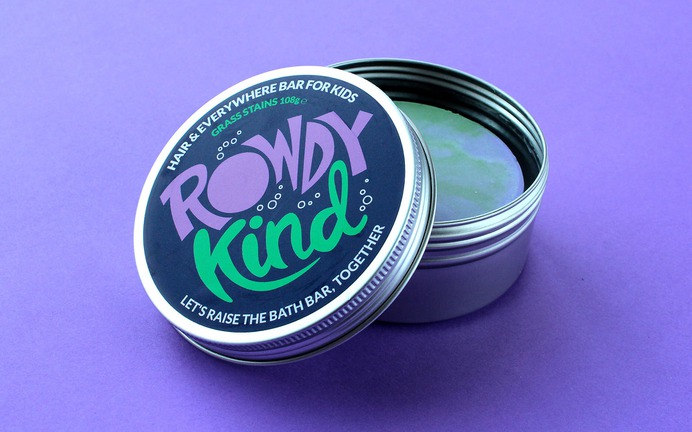 Taller Design Agency Rowdy Kind packaging tin soap bar grass stains