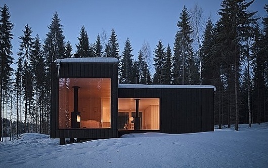 Modern four-cornered villa from Avanto Architects #avanto #four #architects #cornered #finland #wood #cottage #architecture #villa #winter