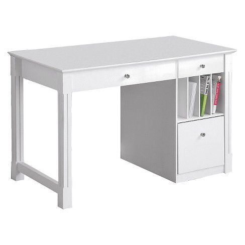 Home Office Deluxe Storage Computer Desk - White Wood - Saracina Home : Target