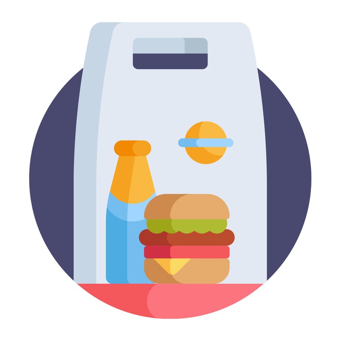 See more icon inspiration related to lunch, burger, meal, take out, food delivery, shipping and delivery, food and restaurant, take away, packaging, shopping bag, junk food, fast food and food on Flaticon.