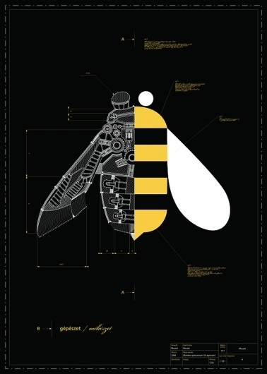 gépésztet / méhészet on the Behance Network #marton #bee #borzak #poster #engineering