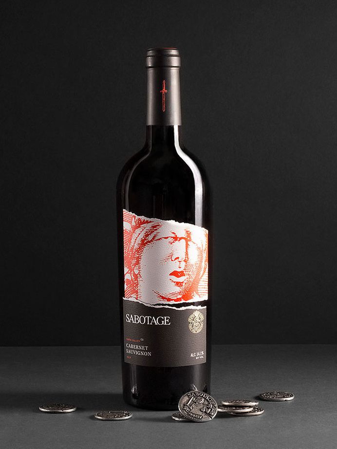 Sabotage Wine packaging label design by Javier Garcia on Behance