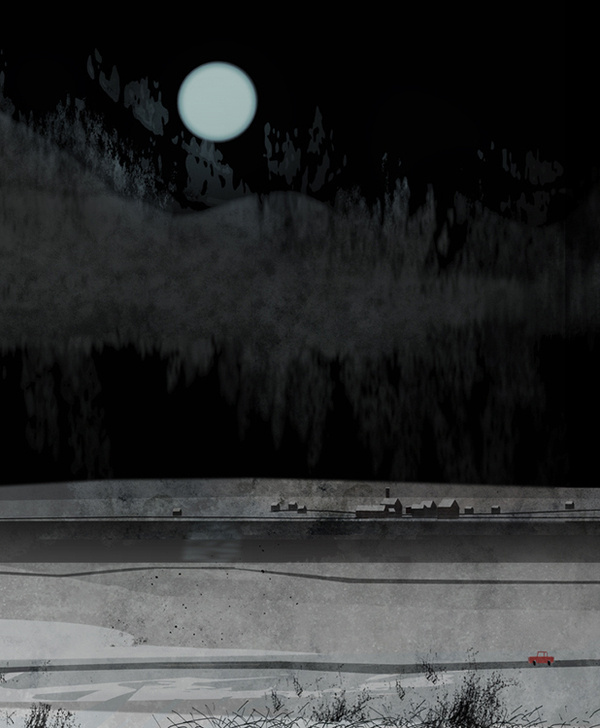 Pandagun/Kenard Pak #night #illustration #town #landscape