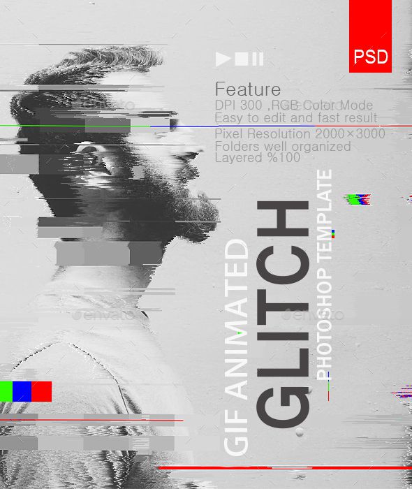 Gif Animated Glitch Effect- Photoshop Templates by safisakran