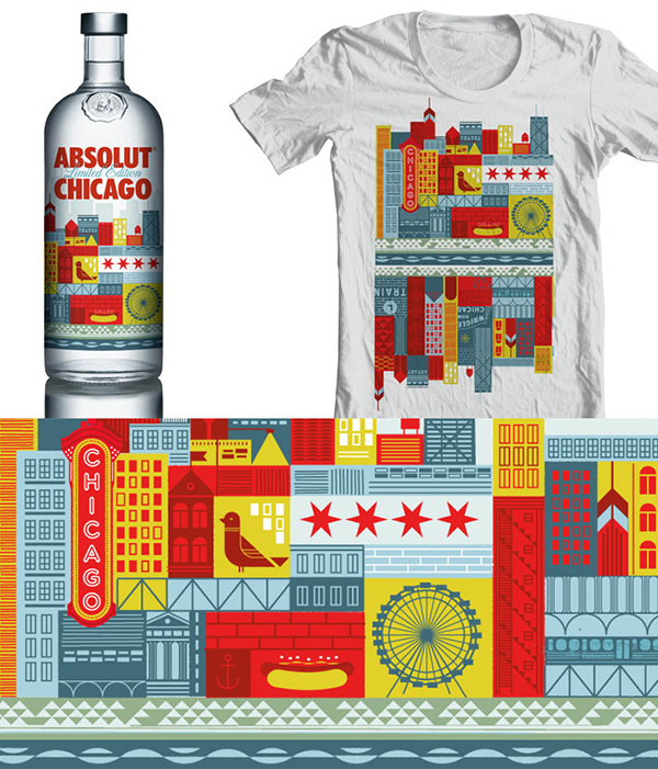 Absolut Chicago packaging design #chicago #packaging #design #illustration #usa
