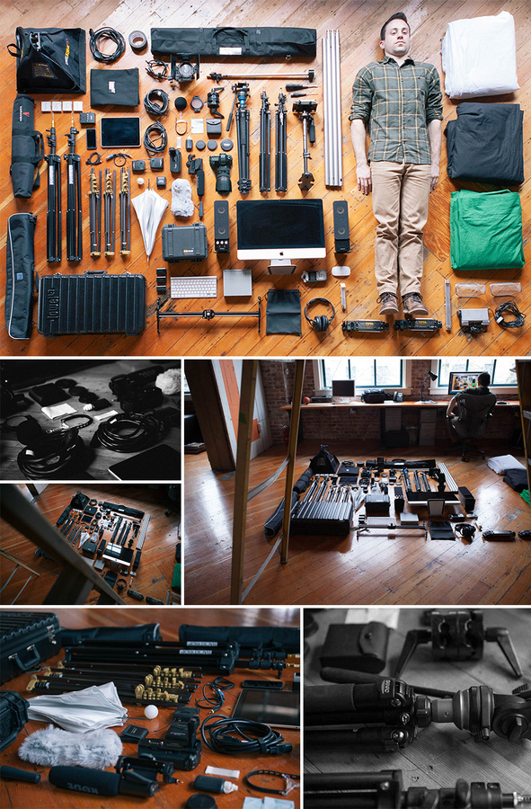 A Man & His Tools #creative #colin #design #neatly #gear #garven #studio #stools #film #above #layout #view #organized