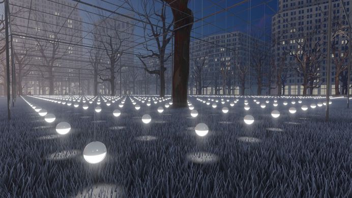 Erwin Redl, Proposal for Whiteout, 2017. Steel and animated white LEDs, dimensions variable.