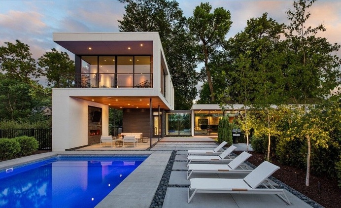 Calhoun House is Composed of Three Pavilions Interconnected by Transparent Garden Spaces 15