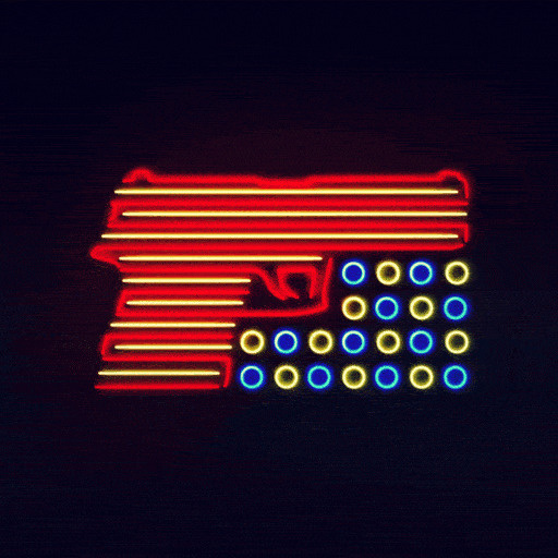 Concept for Sheldon Candis' SundanceNow gun control documentary, Who Will Survive America. An upside down U.S. flag is an official signal of #animation #editorialillustration #documentary #flag #gun #motiongraphics #illustration #keyart #signage #america #guncontrol #neon