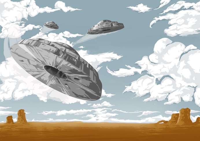 UFOs! #UFO #Illustration #Nevada #Clouds #Mystery