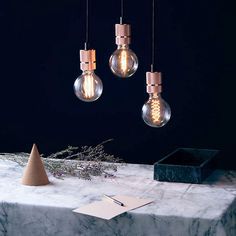 Triple Pendant Lamp - Copper - by marMORE #MONOQI #copper