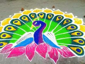 Peacock rangoli designs
