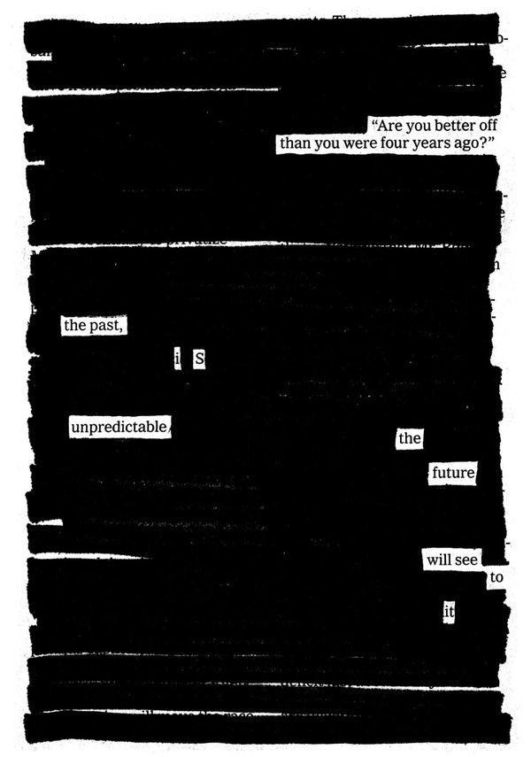"Are you better off?" a newspaper blackout by Austin Kleon #banned #censored #poster