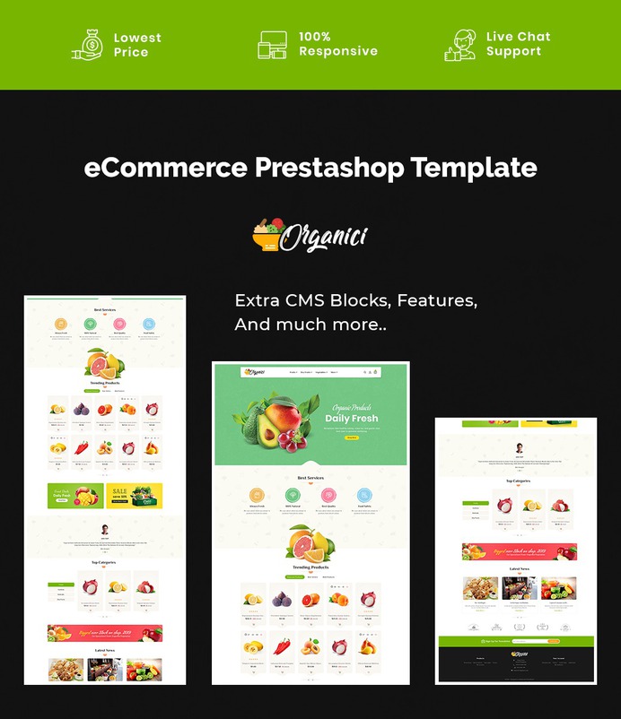#Organics - #Vegetables & #Fresh #Fruits - #Prestashop #Responsive #Theme | #TemplateTrip #eCommerce #Website #Design #Template