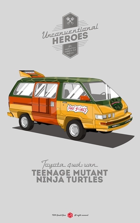 Cowabanga!!! #unconventionalheroes #movie #van #toyota #ninja #gerald #mutant #vintage #poster #4wd #turtles #bear #car #teenage
