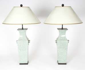 Pair Celadon Porcelain Table Lamps #porcelain