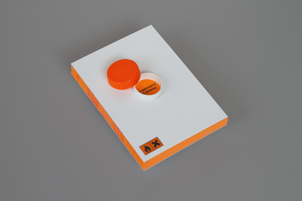 Me arrepiento del mañana on Behance #binding #bottle #packaging #orange #book #corrosive #toxic #editorial