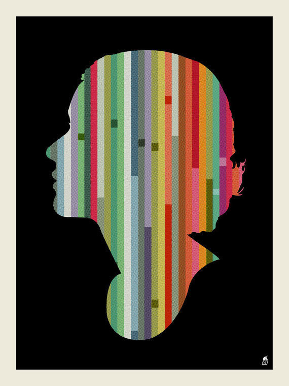 Striped Woman Screen Print #print #woman #art #illustration