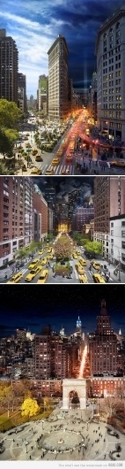 9GAG - NYC Goes From Day to Night in One Frame #night #photo #photography #day
