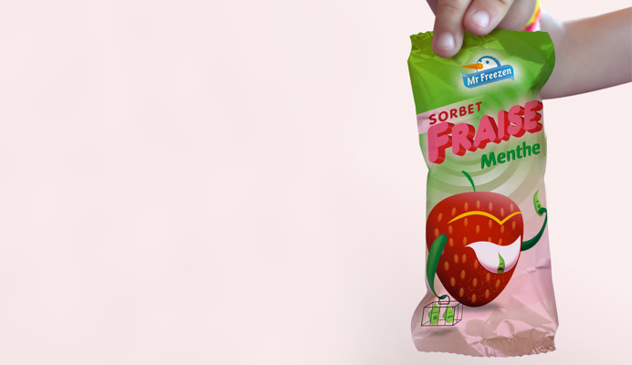 FRENCH SORBET PACK DESIGN. STRAWBERRY-MINT FLAVOUR#ICE#SORBET#PACKAGING
