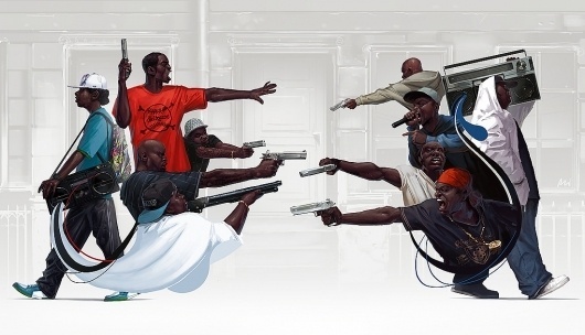Illustration 2010 : michal lisowski #blackmen #illustration #guns #art #music