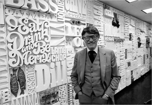 CBS Cafeteria wall typography by Lou Dorfsman in 1982 #cbs #wall #lou #dorfsman #typography