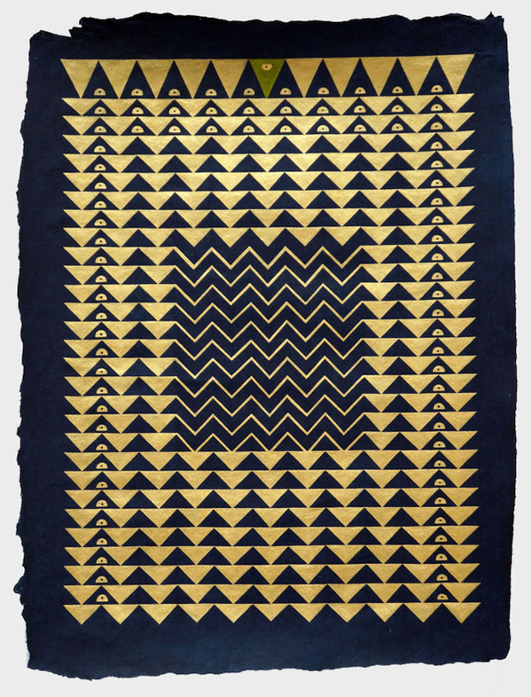 ALYSSA PHEOBUS MUMTAZPencil, acrylic and natural pigments on Indigo wasli paper #drawing #painting #art #abstract #pattern